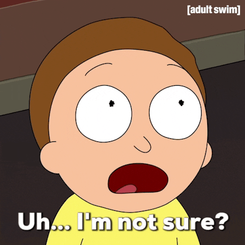  A gif showing Morty from the series Rick and Morty saying Uh, I’m not sure