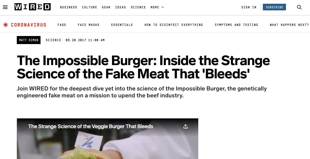 A Wired story about the Impossible Burger 