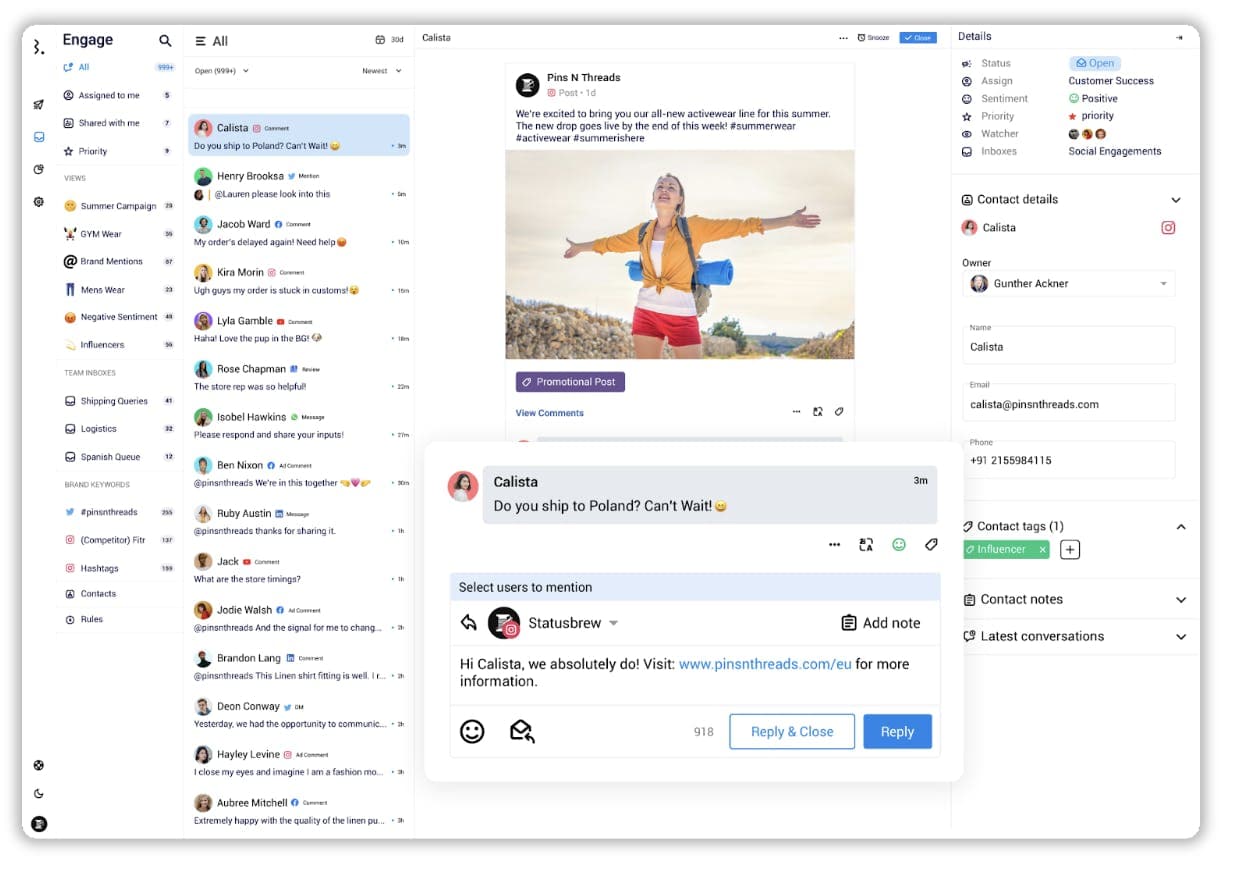 Statusbrew social media management tool main dashboard