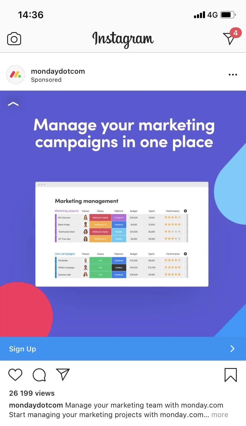 Instagram feed for monday.com