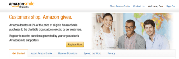 Amazon Smile donation information.