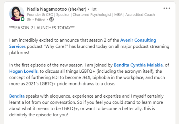 LinkedIn brand mention.