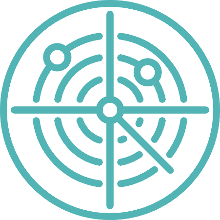 A radar icon to emphasize that a successful competitive intelligence strategy is based on clearly set goals. 